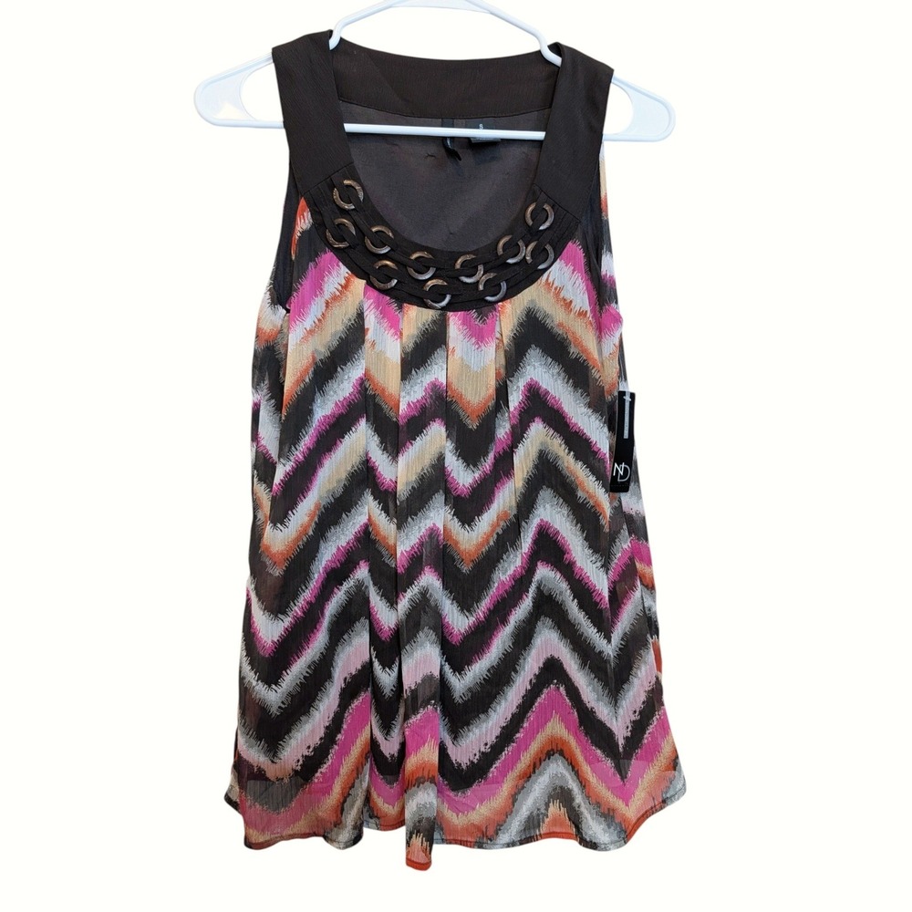New Directions Chevron Ring Accent Y2K Boho Tank Top NWT